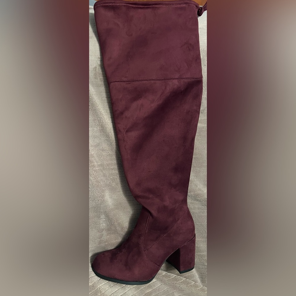 Torrid wine FS block heel OTK boots